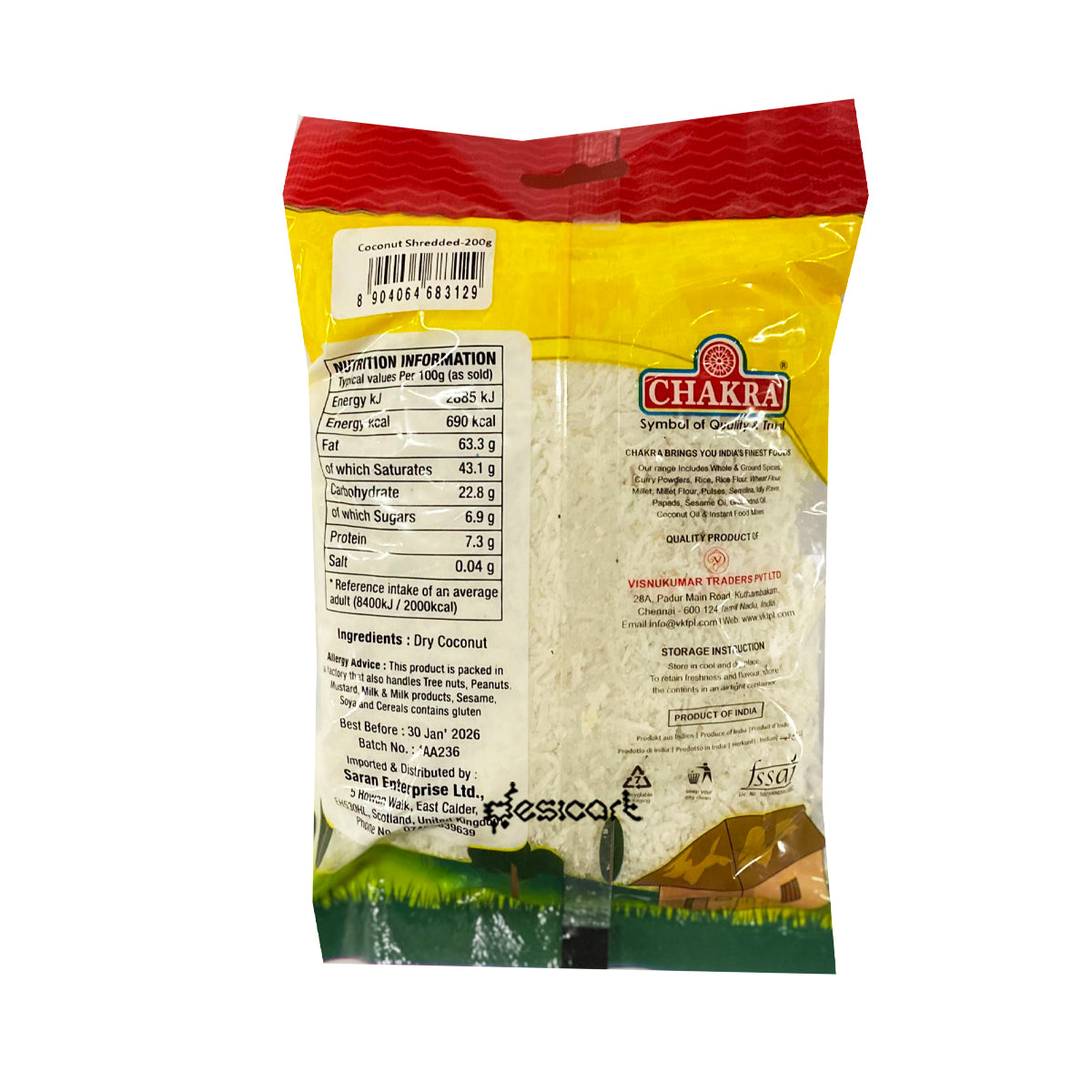 CHAKRA SHREDDED COCONUT 200G