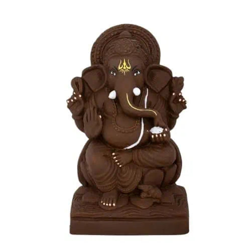 Buy Clay Ganesha (Vinayagar) Idol 9" Left Trunk at Desicart.co.uk - Online Indian Grocery Store UK