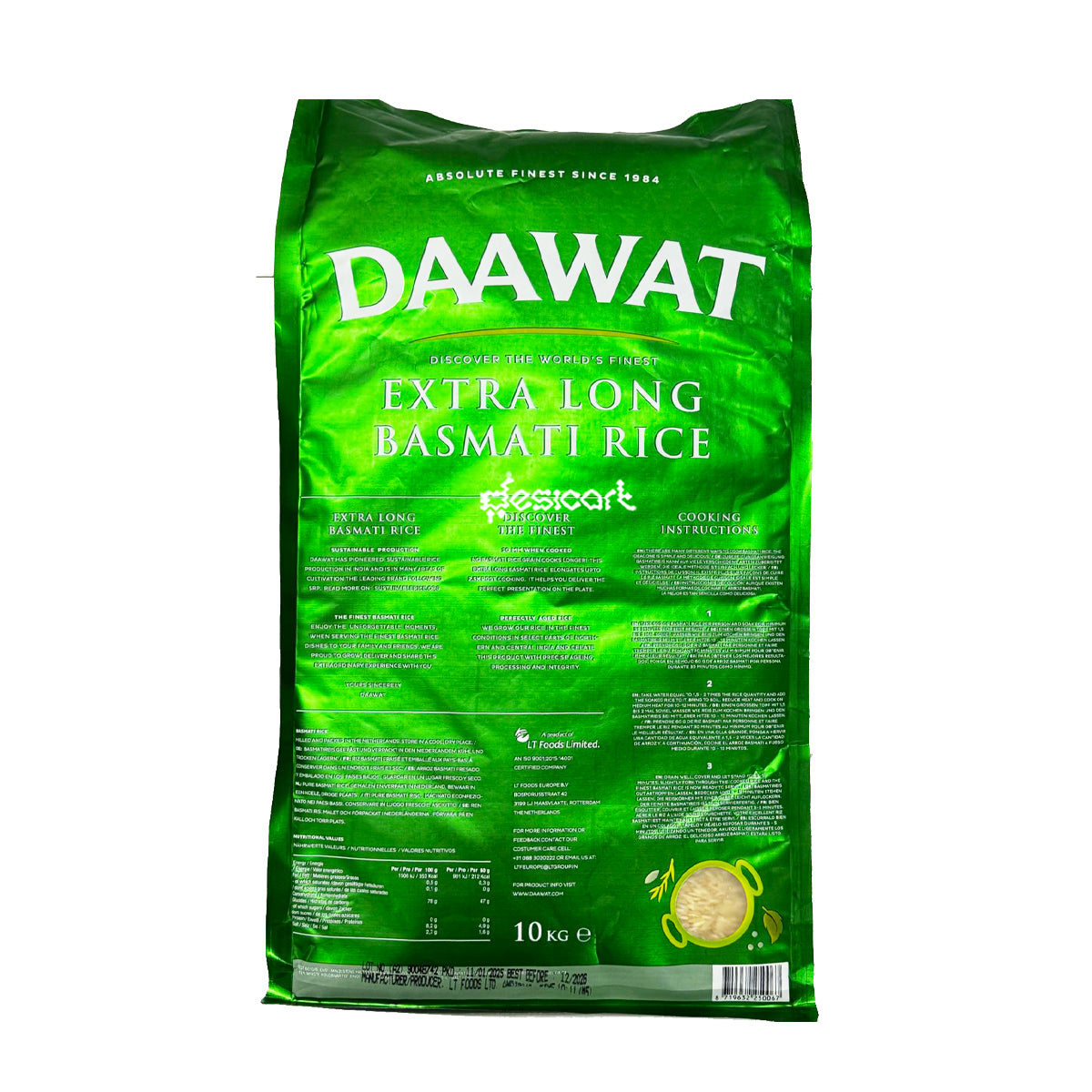 DAAWAT EXTRA LONG BASMATI RICE(GREEN) 10KG
