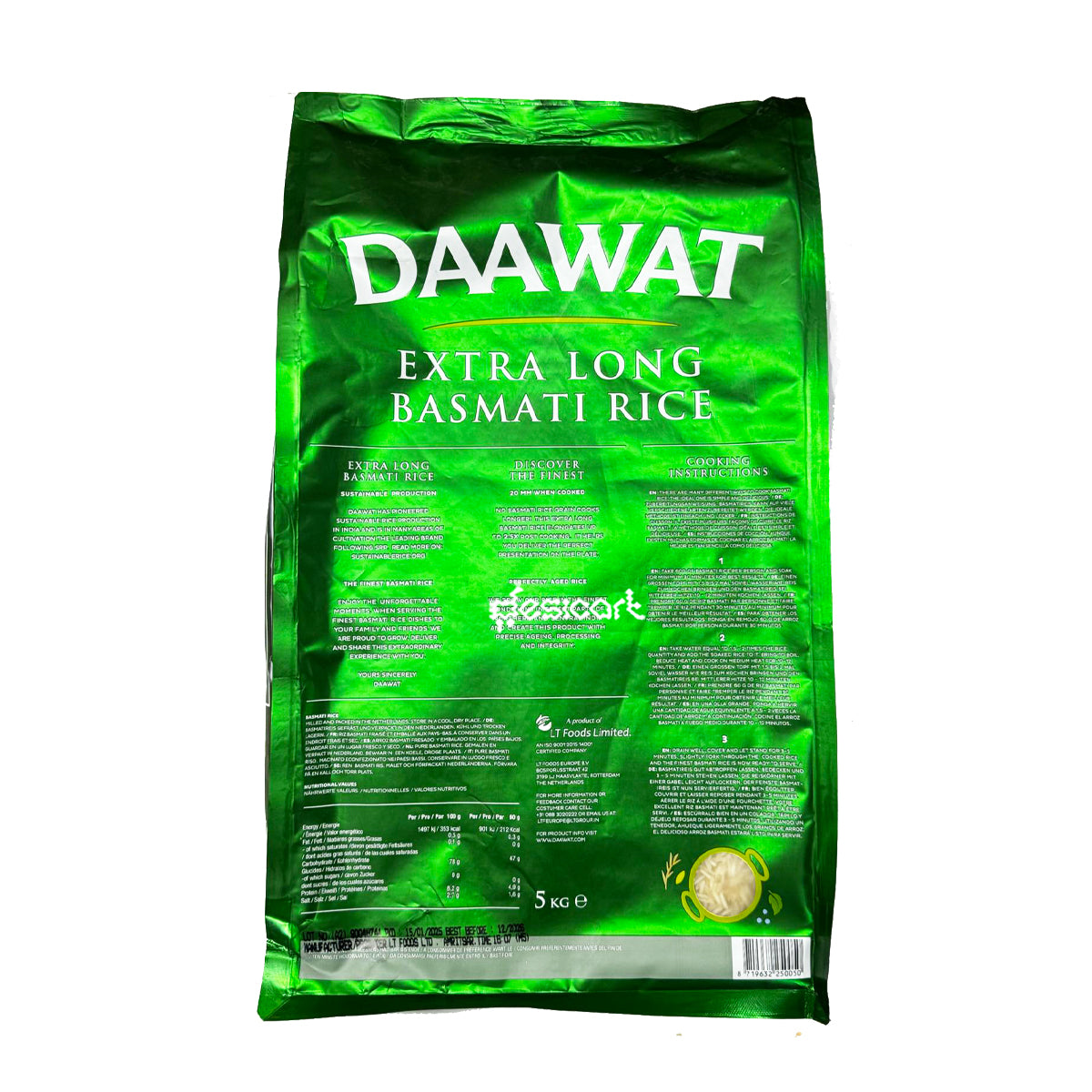 DAAWAT EXTRA LONG BASMATI RICE(GREEN) 5KG