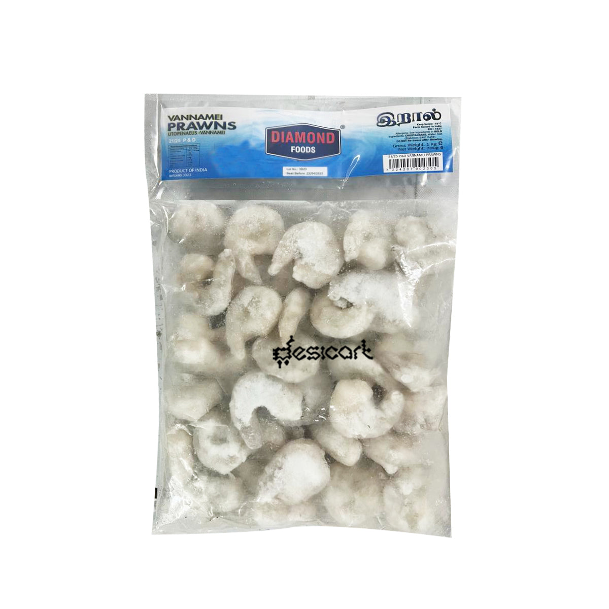 Diamond Vannamei Prawns 21/25 p&d 1kg