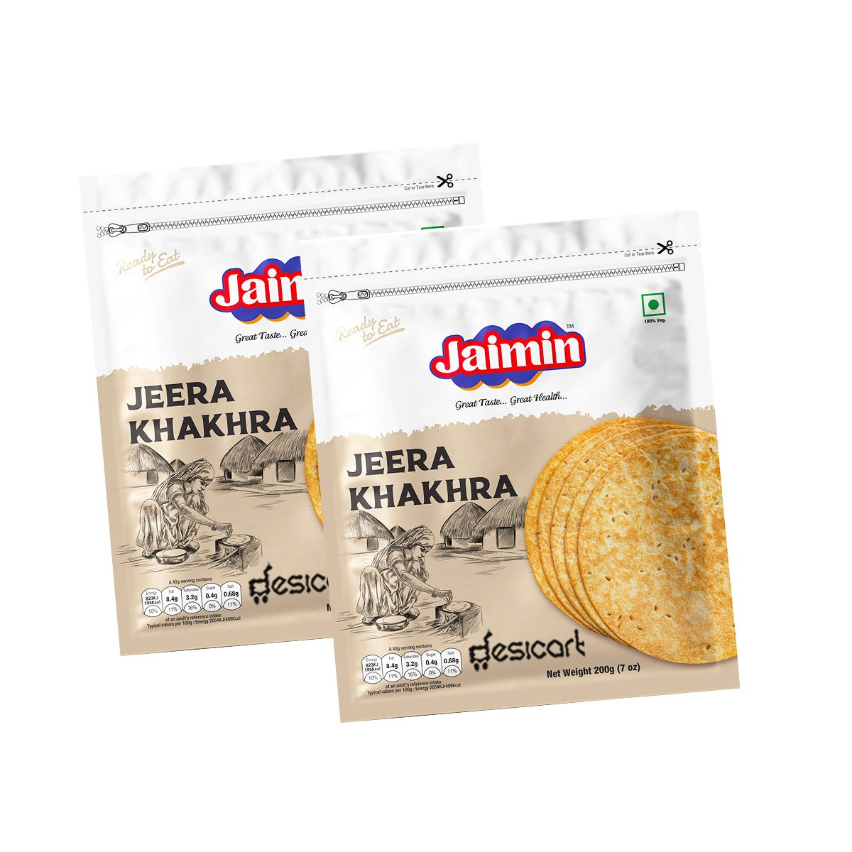 JAIMIN JEERA KHAKHRA  (PACK OF 2) 200G