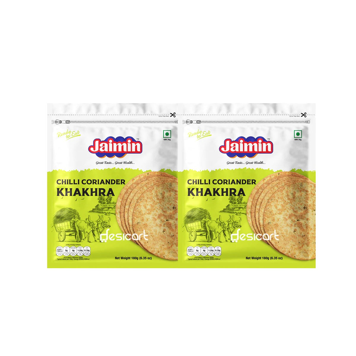 Jaimin Chilli Coriander Khakhra 180g (Pack of 2)