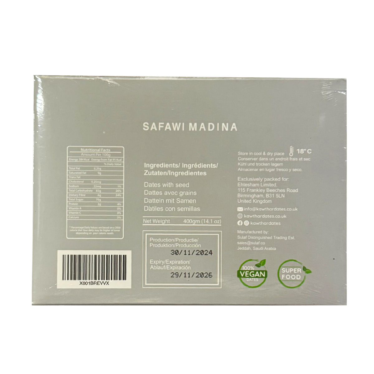 KAWTHAR PREMIUM SAFAWI MADINA DATES 400G