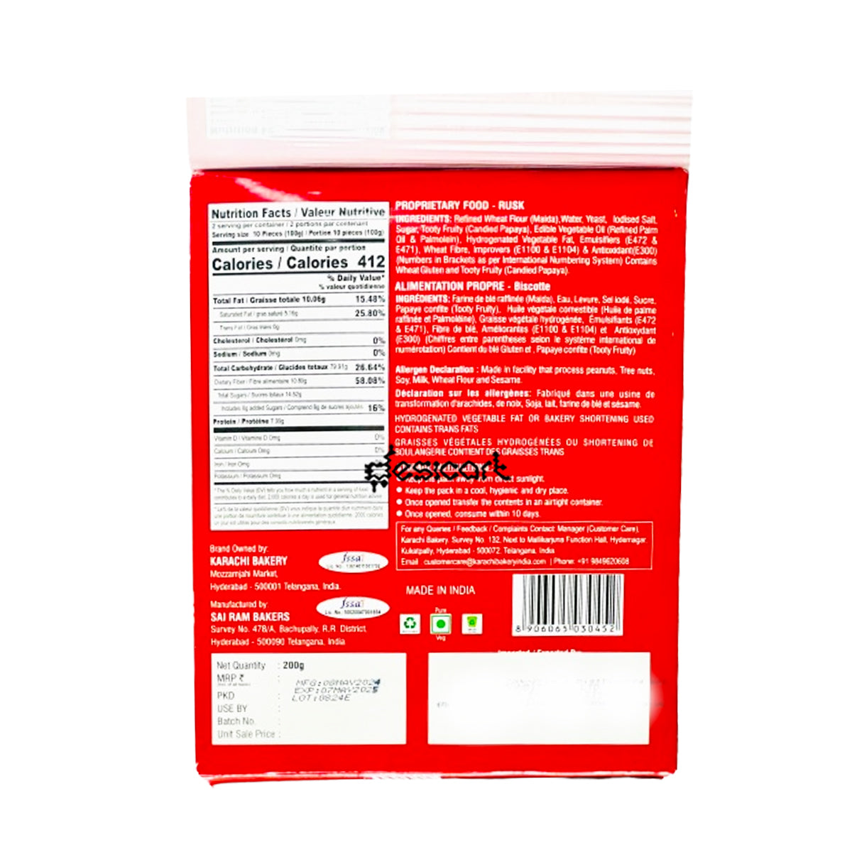 karachi Toast Fruit Rusk 200g