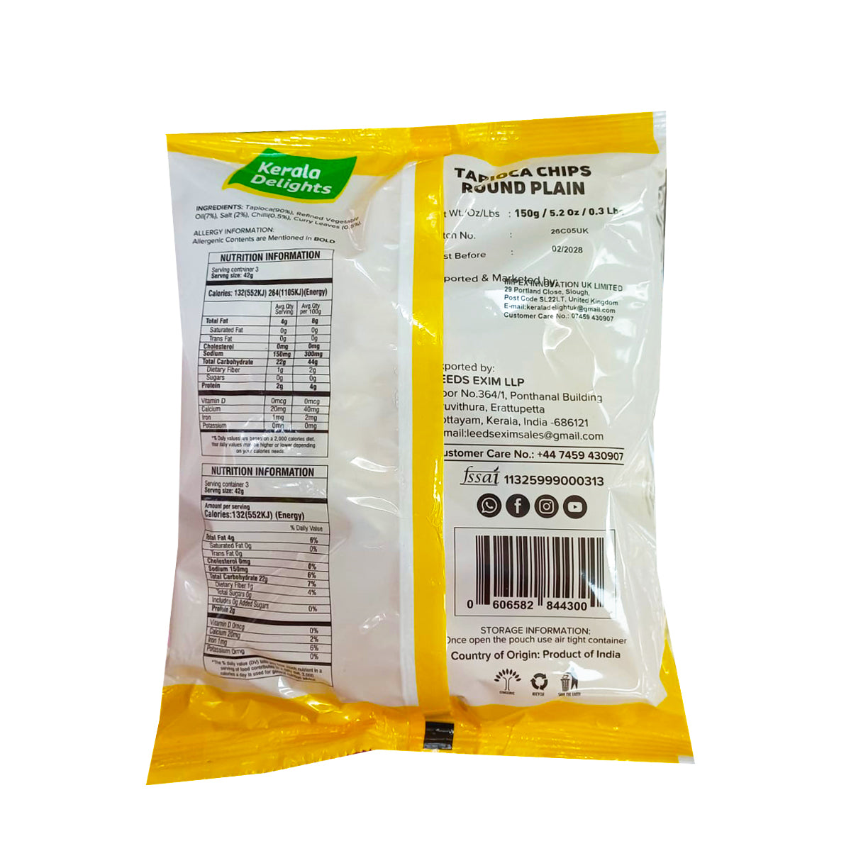 Buy Kerala Delights Tapioca Chips Round Plain 150g at Desicart.co.uk - Online Indian Grocery Store UK