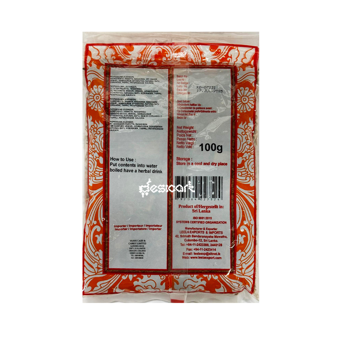 LEELA PASPANGUWA KUDINEER 100GM