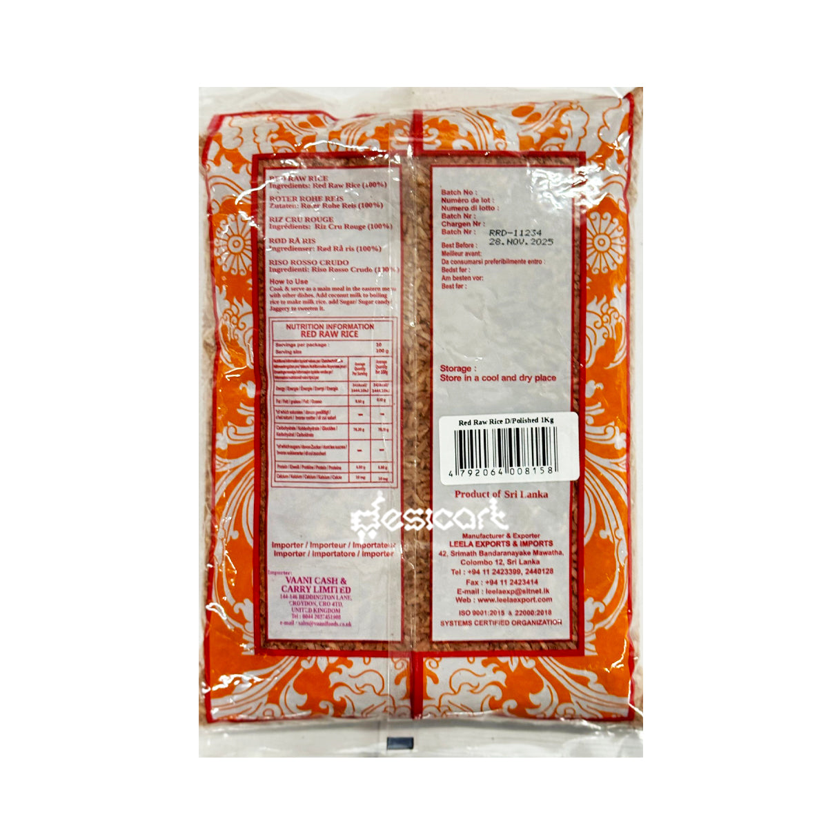 Leela Red Raw Rice 1kg