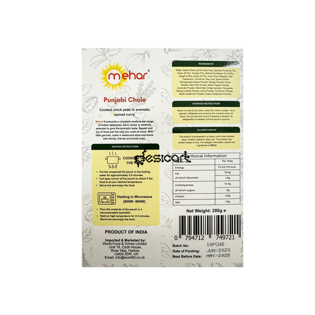 MEHAR RTE - PUNJABI CHOLE 280G