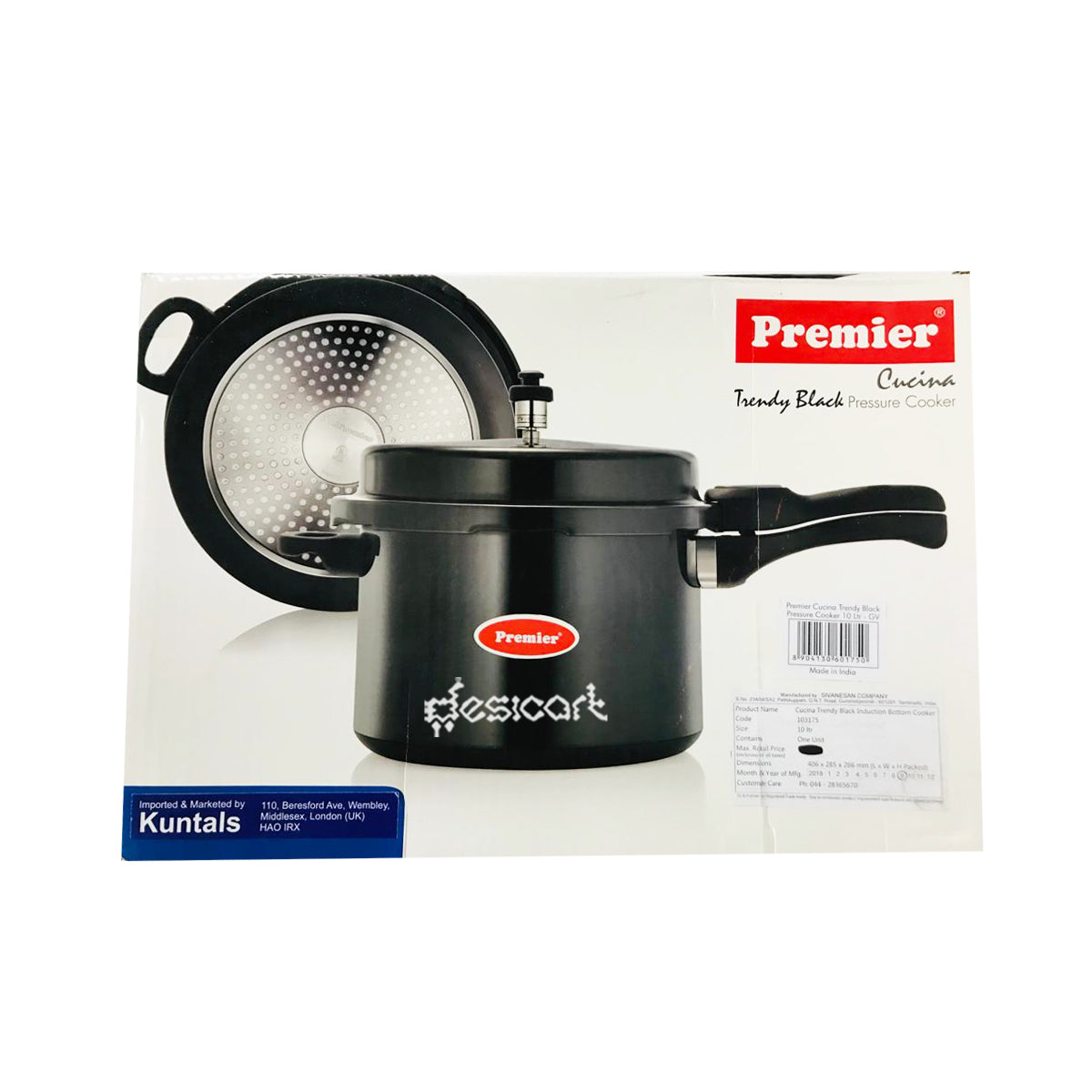 PREMIER BLACK PRESSURE COOKER 10LIT