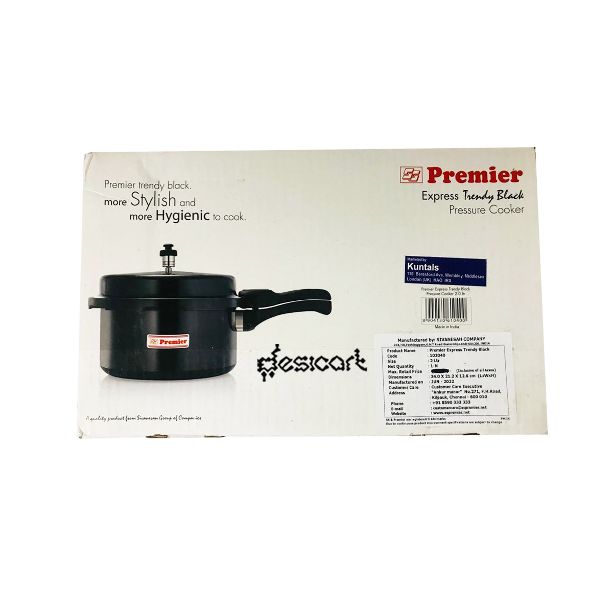Premier Black Pressure Cooker 2lit