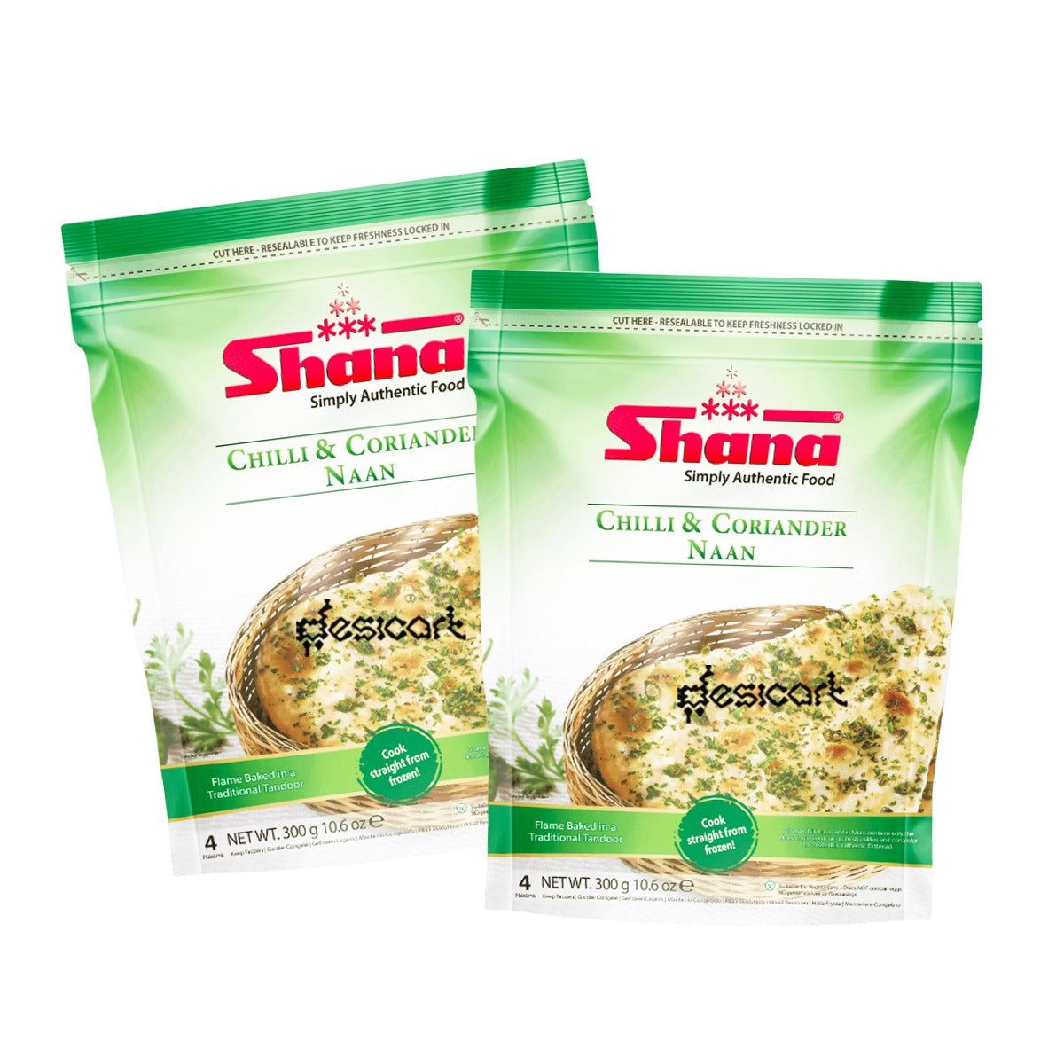 SHANA CHILLI & CORIANDAR NAAN(PACK OF 2) 300G