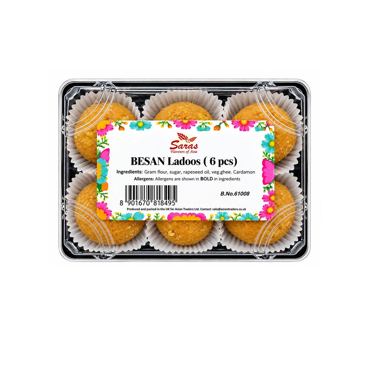 Buy Saras Besan Ladoo (6Pcs) 225g at Desicart.co.uk - Online Indian Grocery Store UK