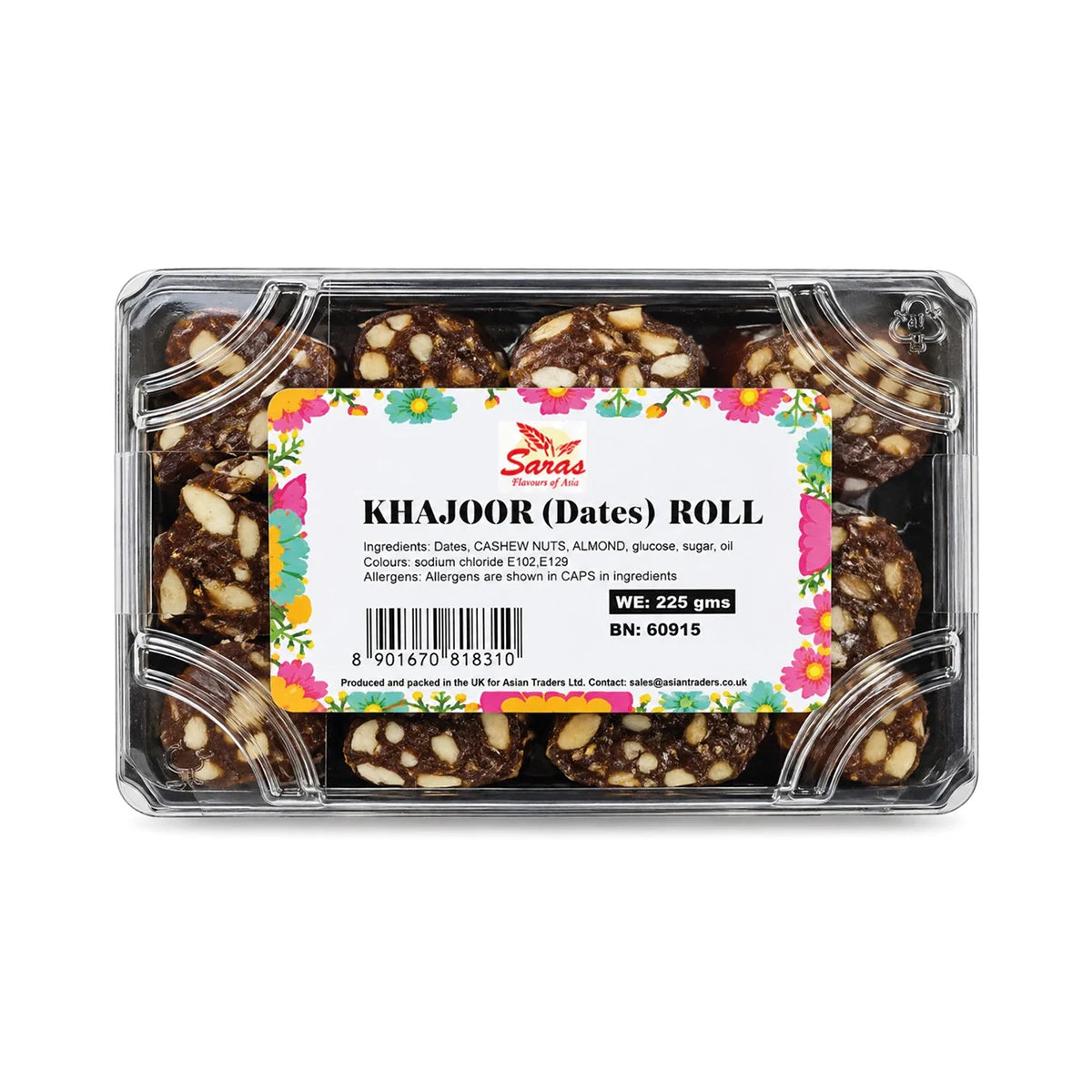 Buy Saras Khajoor Dates Roll 225g at Desicart.co.uk - Online Indian Grocery Store UK
