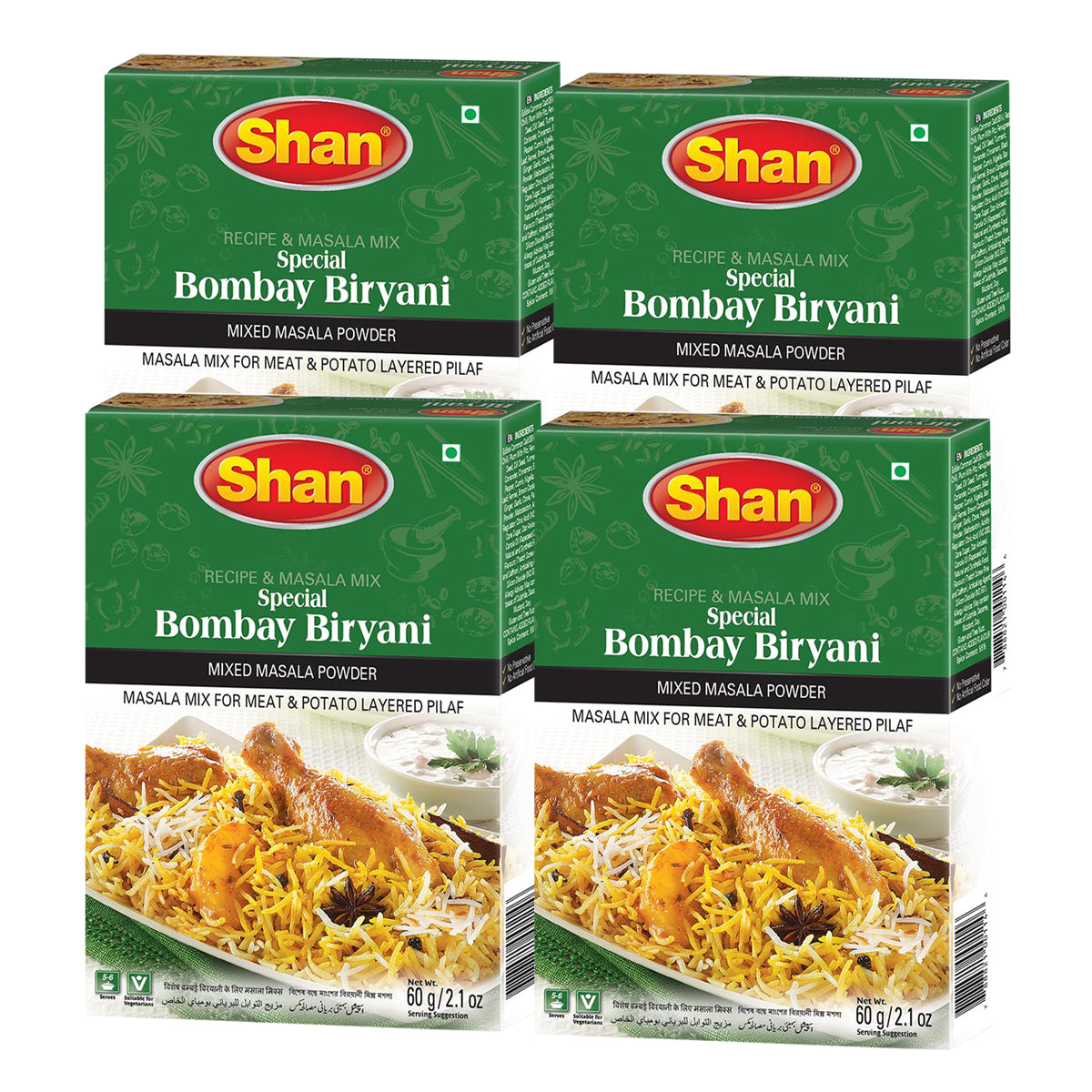Buy Shan Special Bombay Biryani Masala 60g (pack of 4) at Desicart.co.uk- Online Indian Grocery Store UK