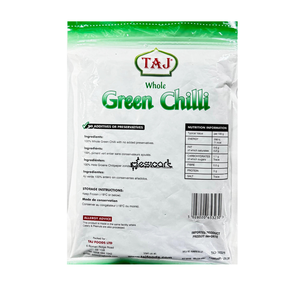 TAJ WHOLE GREEN CHILLI 300G