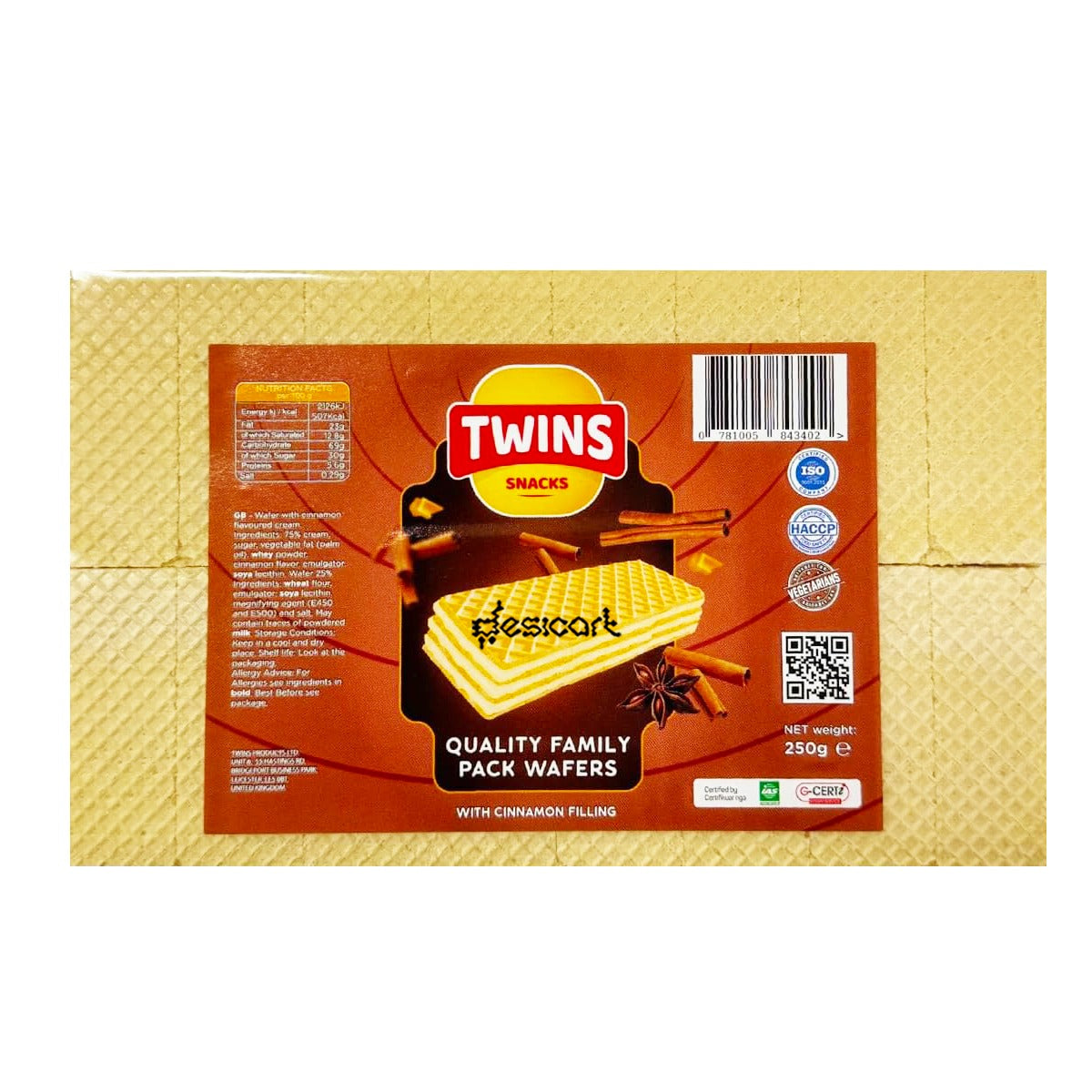 Twins Family Pack Wafers with Cinnamon Filling 250g