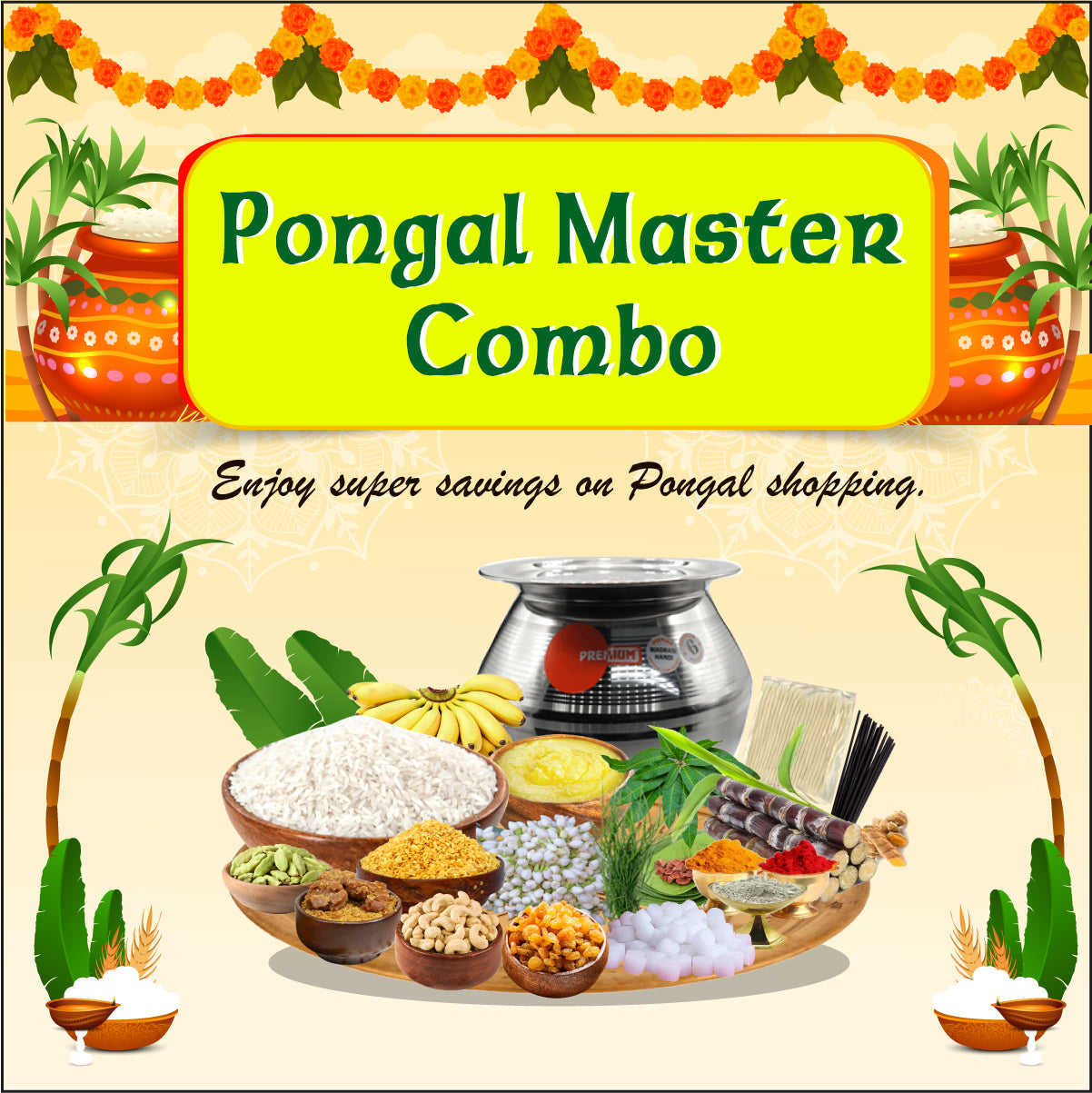 VEENA'S PONGAL MASTER COMBO WITH POOJA ITEMS (WHITE RAW RICE)