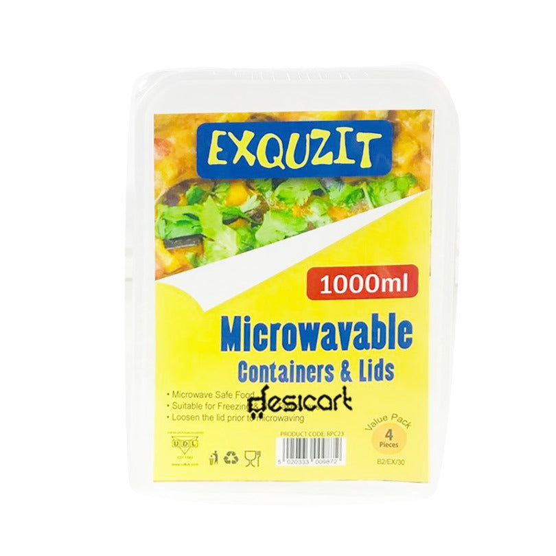 UDL EXQUZIT MICROWAVABLE CONTAINERS & LIDS 1000ML (RPC23)