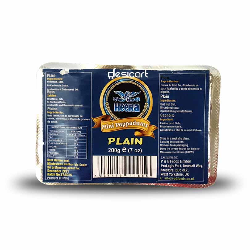 Heera Mini Plain Papadums 200g
