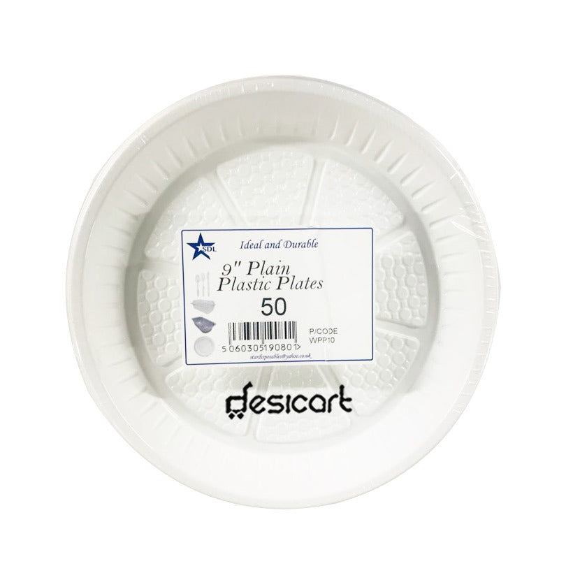 SDL 9"x50 PLAIN PLASTIC PLATES (WPP10)