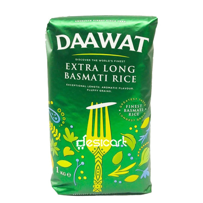 DAAWAT EXTRA LONG BASMATI RICE(GREEN) 1KG