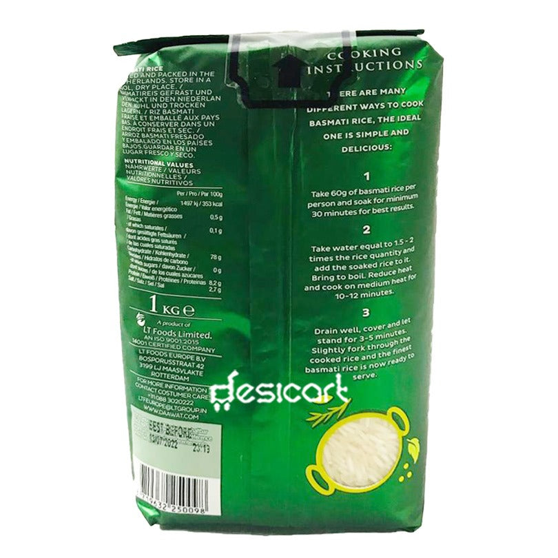 DAAWAT EXTRA LONG BASMATI RICE(GREEN) 1KG