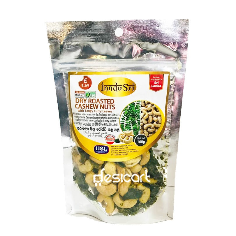 INDU SRI DRY ROASTED CASHEW NUTS 100G