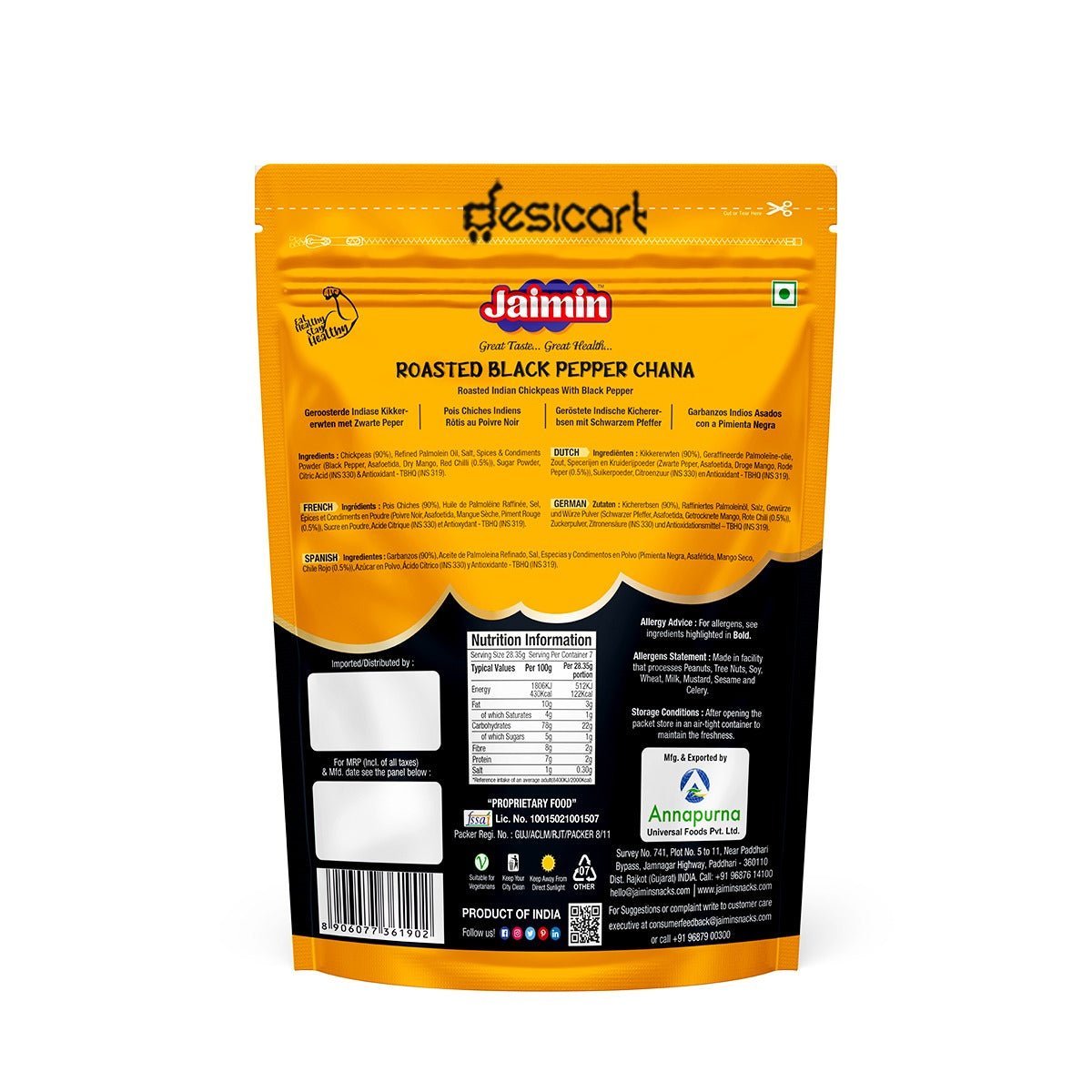 Jaimin Roasted Black Pepper Chana 200g