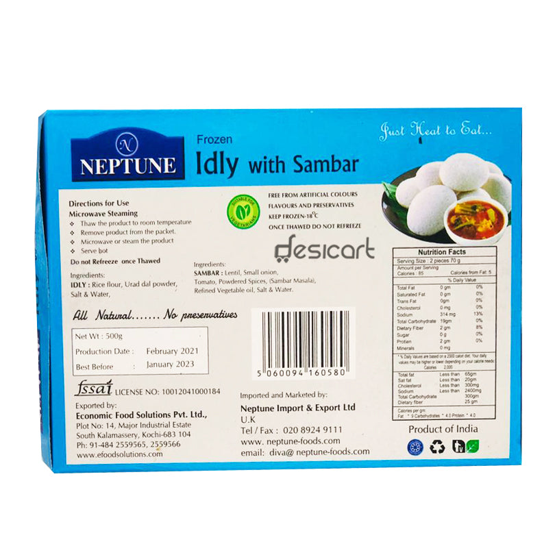 NEPTUNE FROZEN IDLY WITH SAMBAR 500G