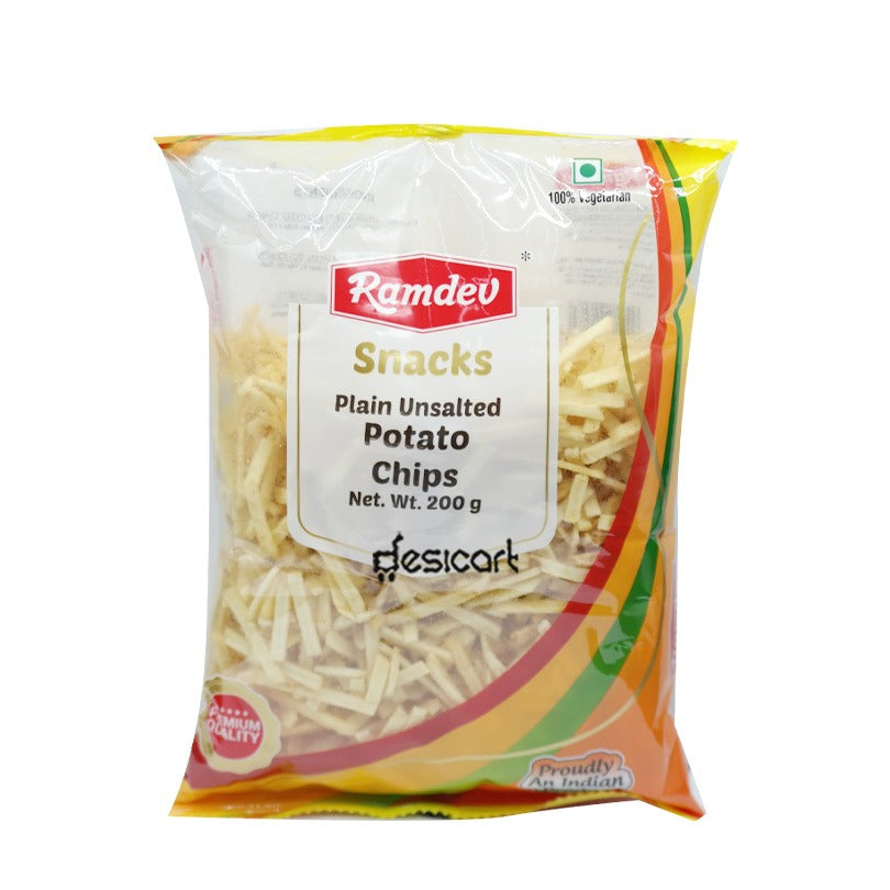 RAMDEV SNACKS PLAIN UNSALTED POTATO CHIPS 200G