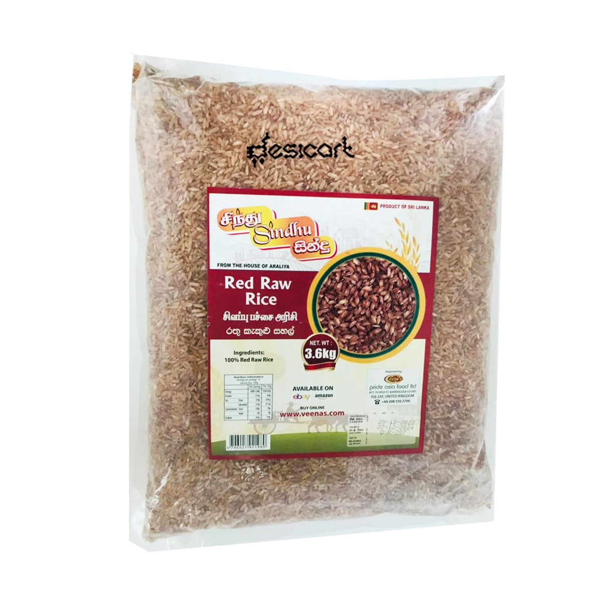 SINDHU RED RAW RICE  3.6KG