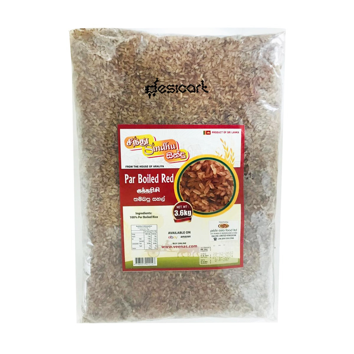 SINDHU PAR BOILED RED RICE 3.6KG