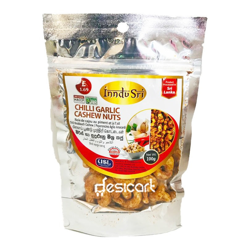 INDU SRI CHILLI GARLIC CASHEW NUTS 100G
