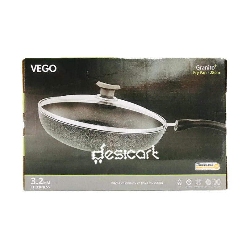 VEGO GRANITO FRY PAN+LIDS 28CM