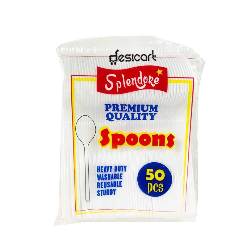 UDL SPLENDORE WHITE PLASTIC SPOONS 50PCS (DPCS03)