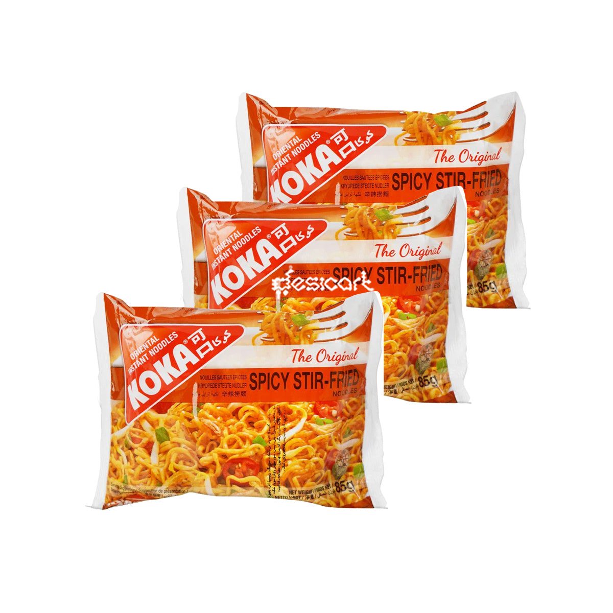 KOKA SPICY STIR FRIED  INSTANT NOODLES 85G (3 Packs £1.50)