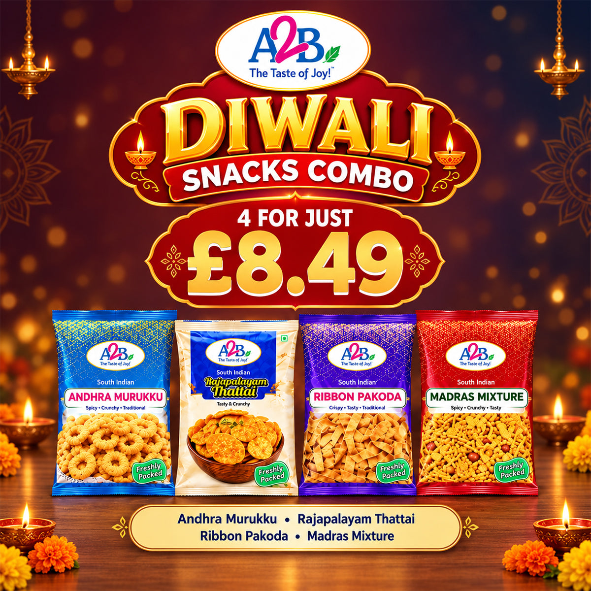 Buy A2B Diwali Snacks combo at Desicart.co.uk - Online Indian Grocery Store UK