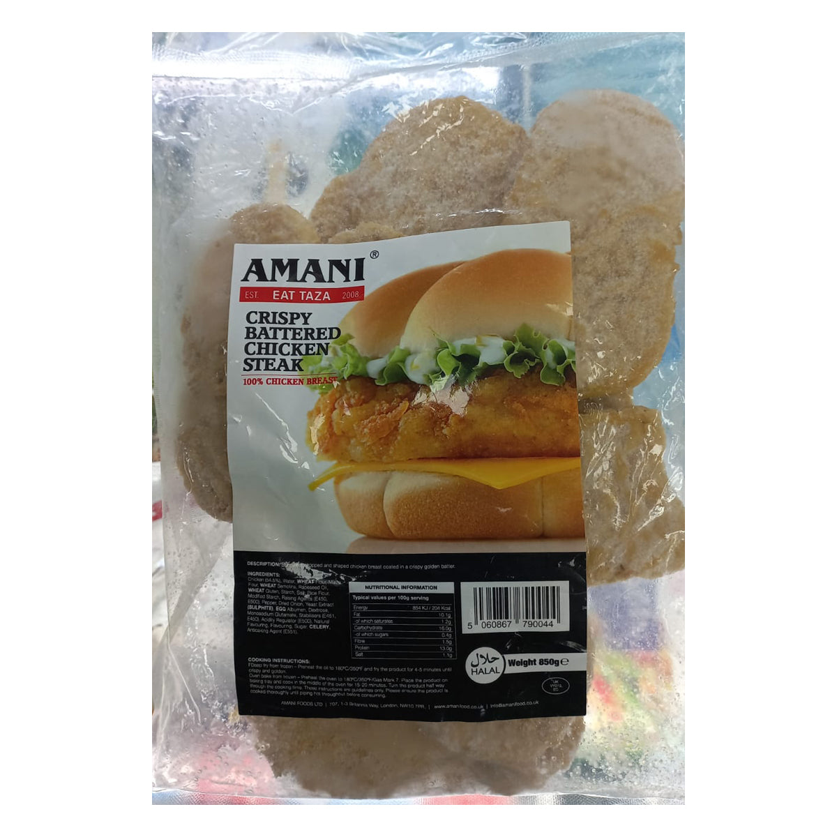 Buy Amani Crispy Battered Chicken Steak 850g at desicart.co.uk - Online Indian Grocery Store UK.