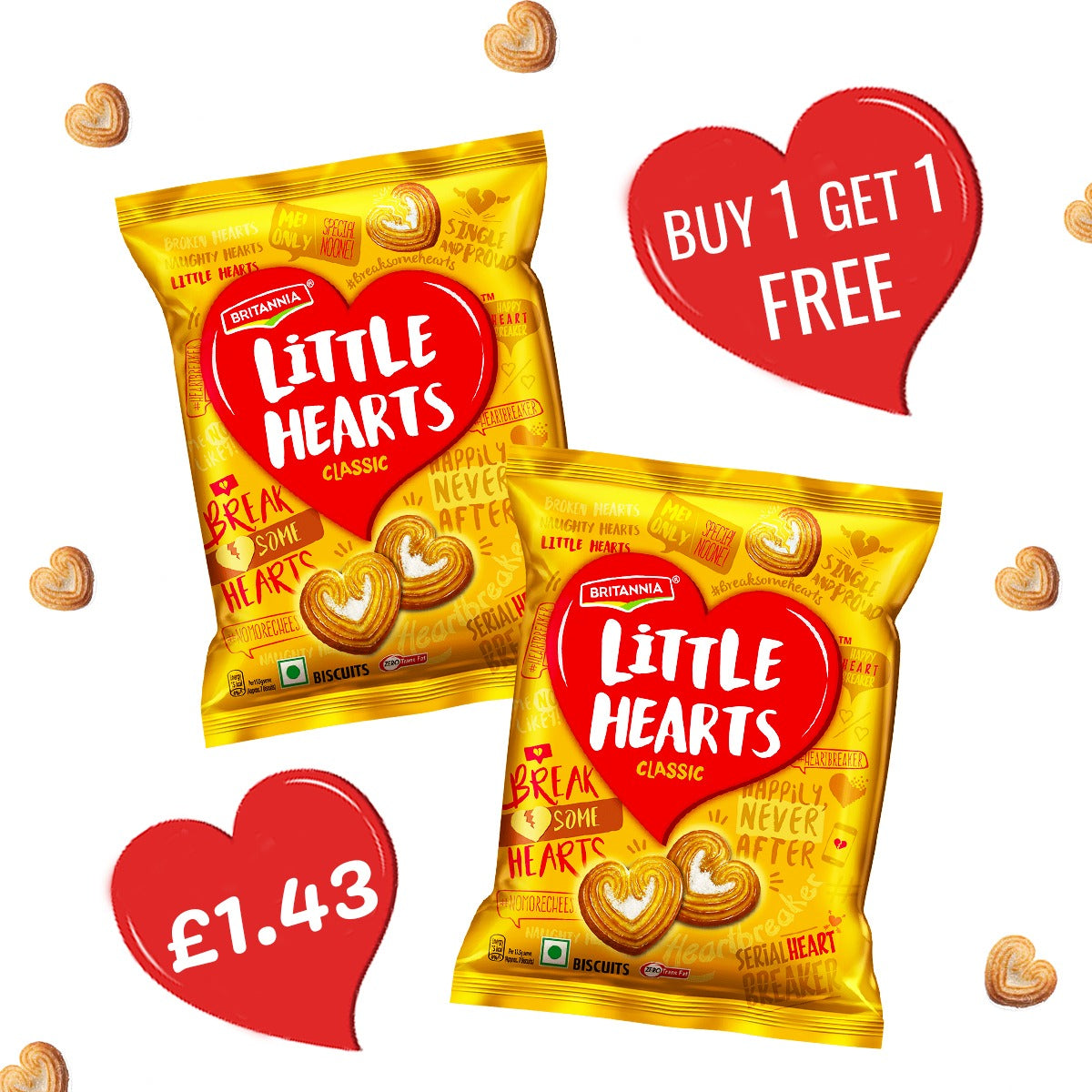 Britannia Little Hearts 75g (Buy 1 Get 1 Free)