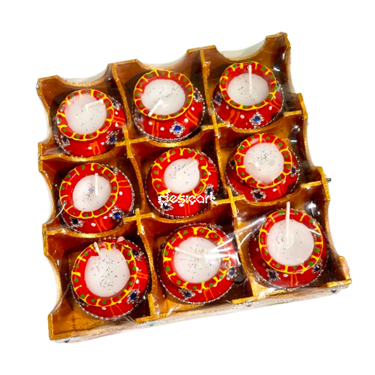 CLAY POT MATKI WAX DIYA (SET OF 9 PIECES)