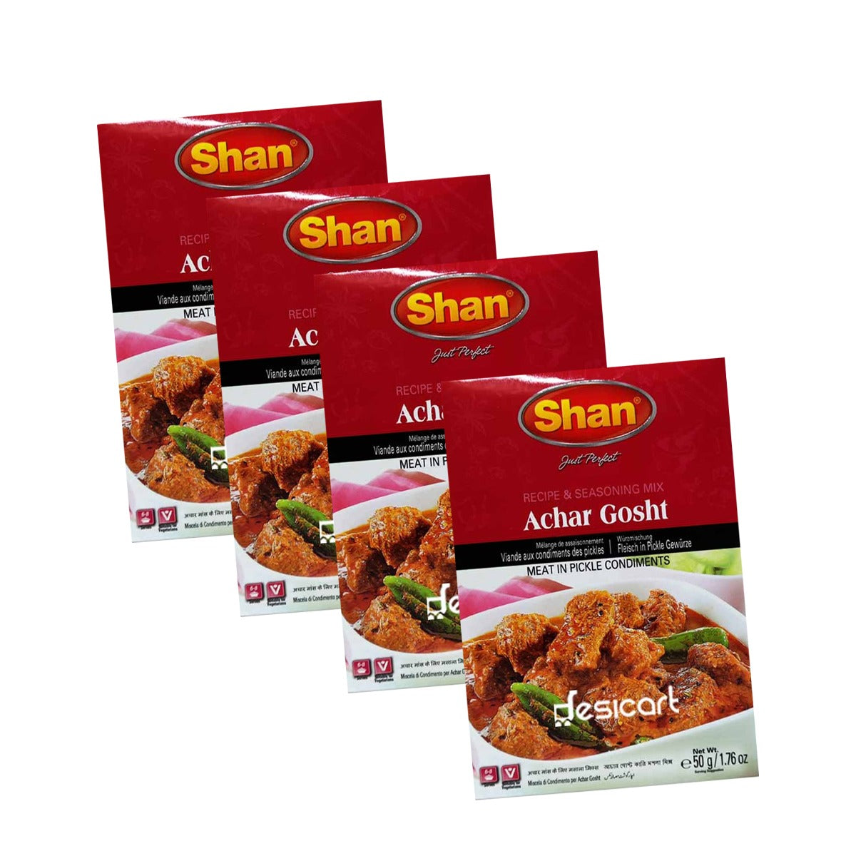 SHAN MASALA ACHAR GOSHT CURRY 50G(PACK OF 4)