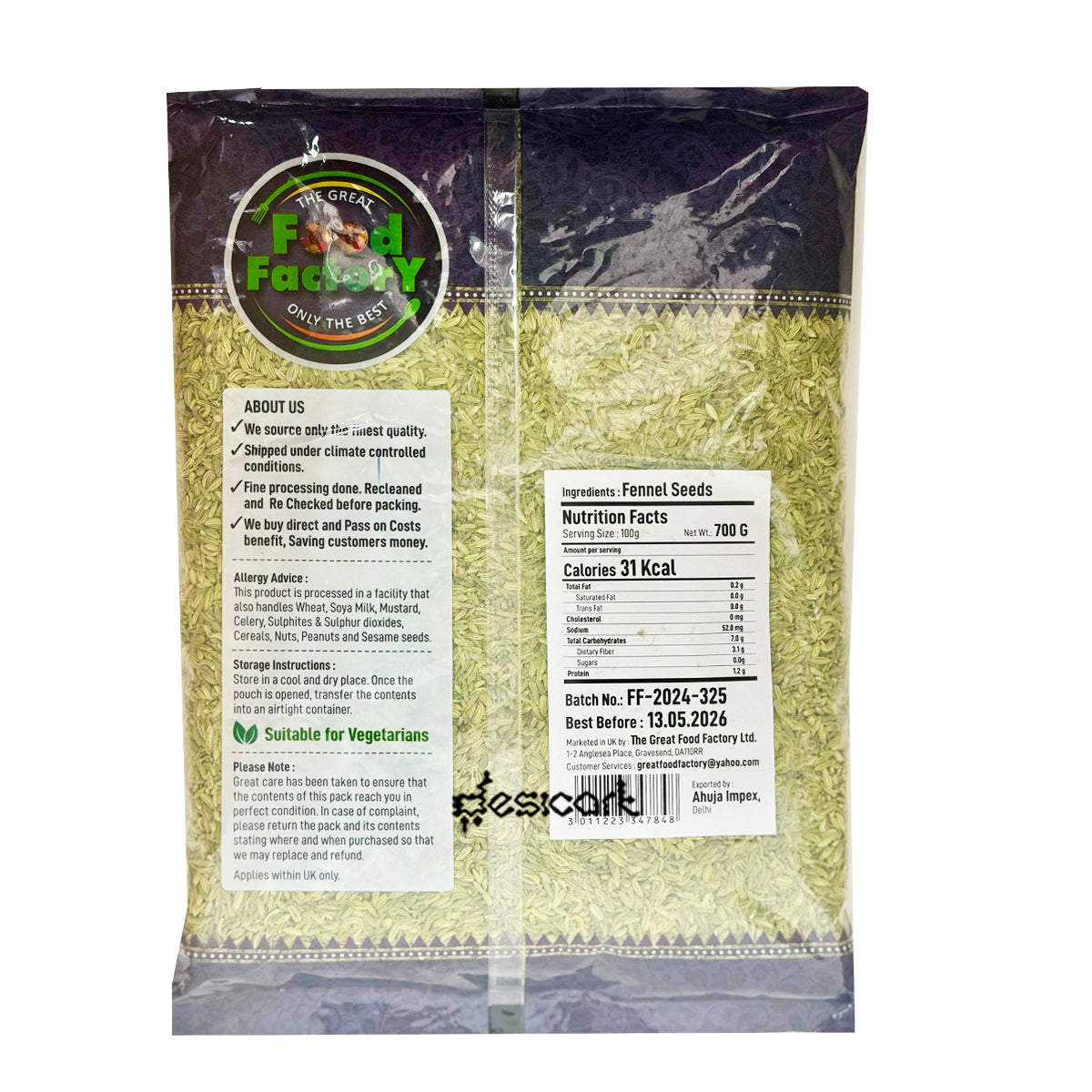 Food Factory Fennel Seeds 700g