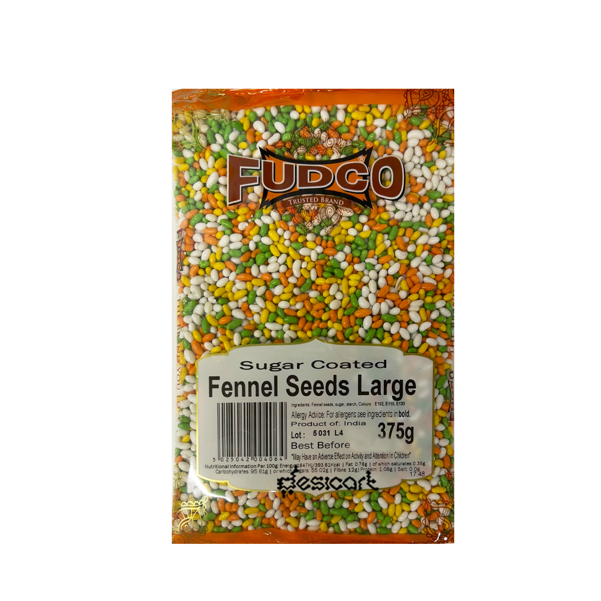 FUDCO SUGAR COATED FENNEL SEEDS LARGE 375G