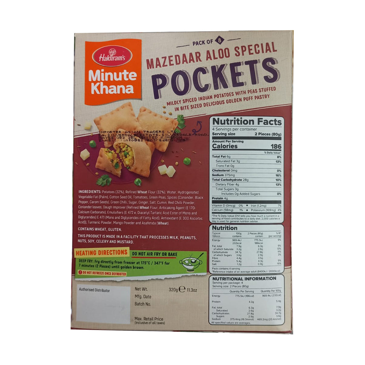 Buy Haldiram's Mazedaar Aloo Pockets 320g at desicart.co.uk - Online Indian Grocery Store UK