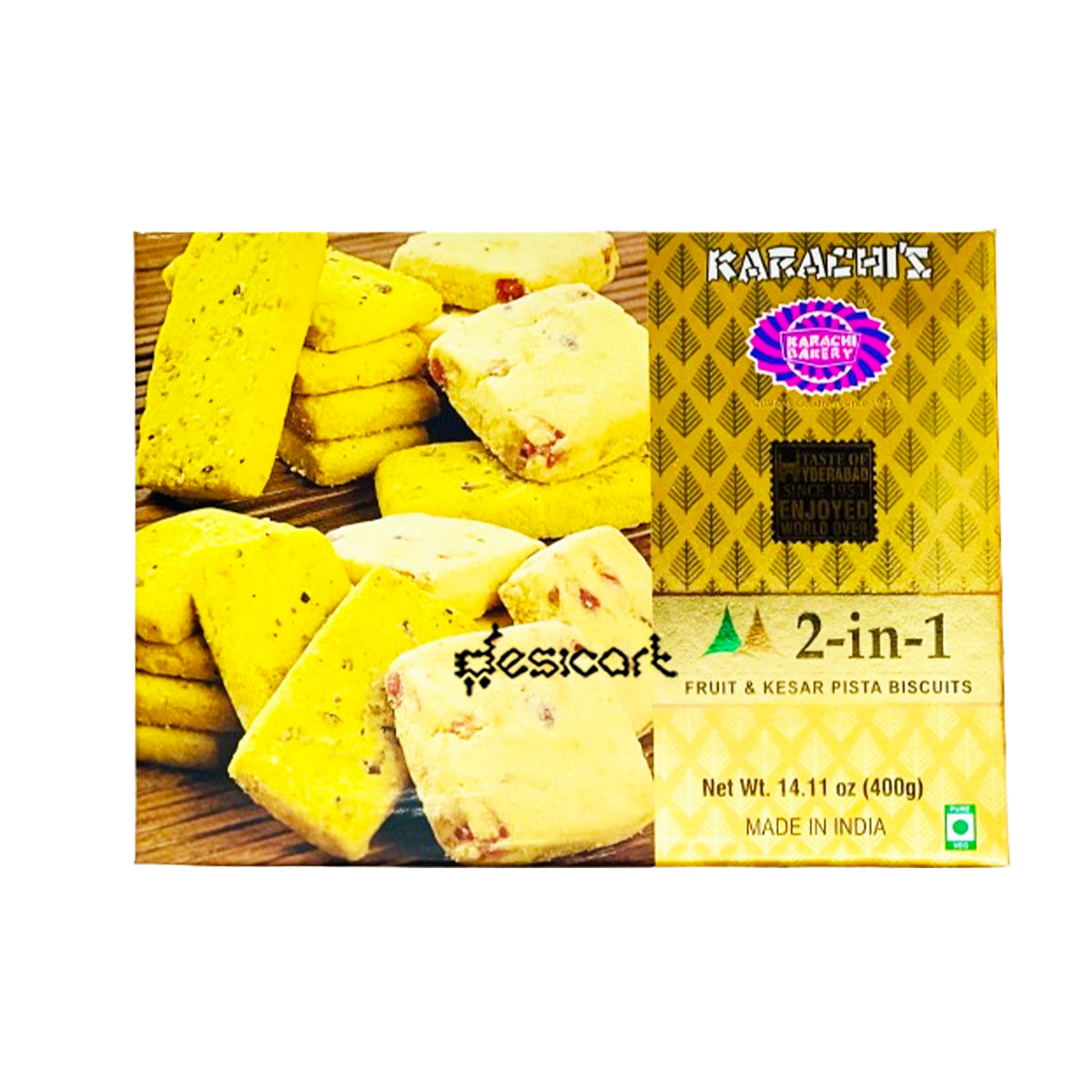 KARACHI 2-IN-1 (FRUIT & KESAR PISTA) BISCUITS 400G