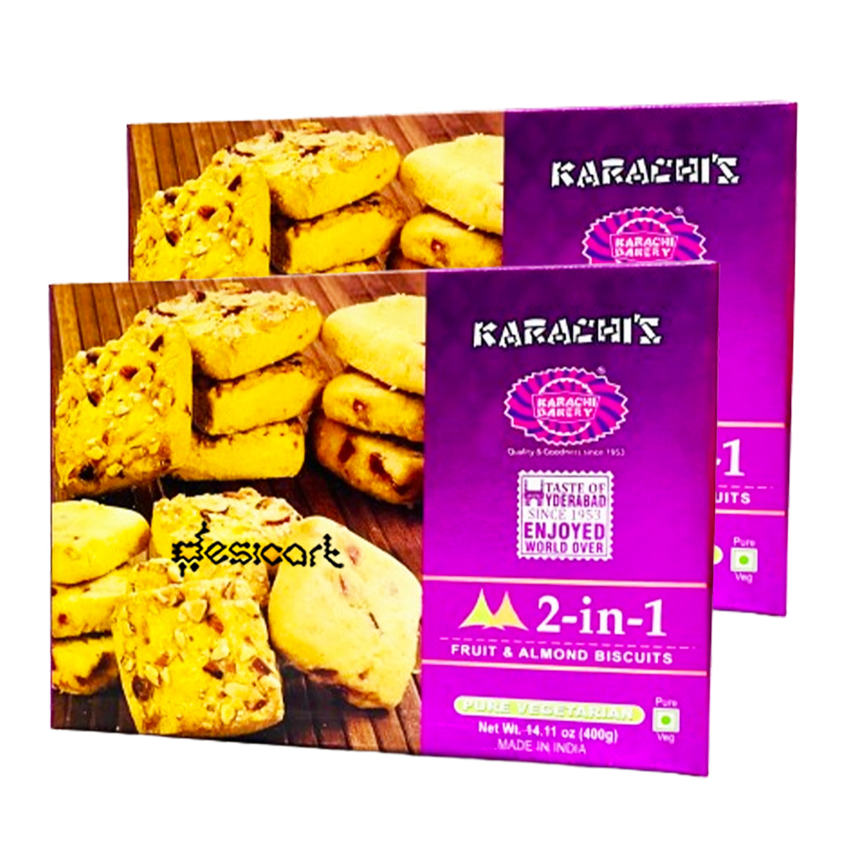 KARACHI 2 IN 1 FRUIT & ALMOND BISCUIT(PACK OF 2) 400G