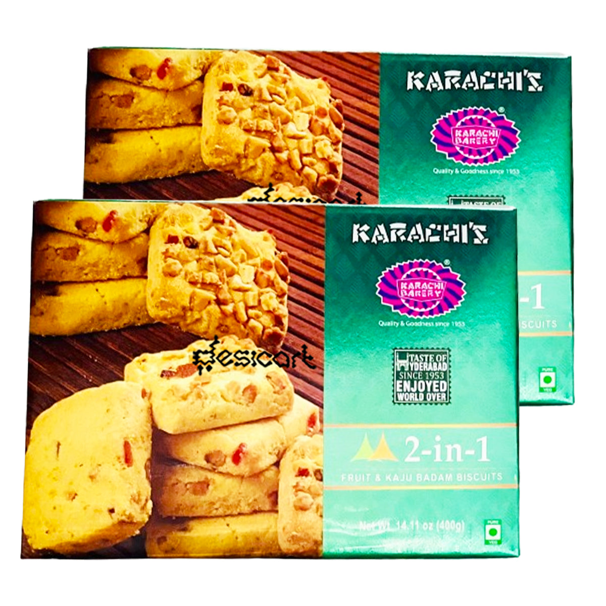 KARACHI 2-IN-1  FRUIT & KAJU BADAM BISCUITS(PACK OF 2) 400G