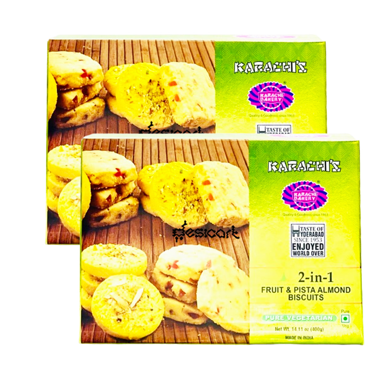 KARACHI 2-IN-1 FRUIT & PISTA ALMOND BISCUITSPACK OF 2) 400G