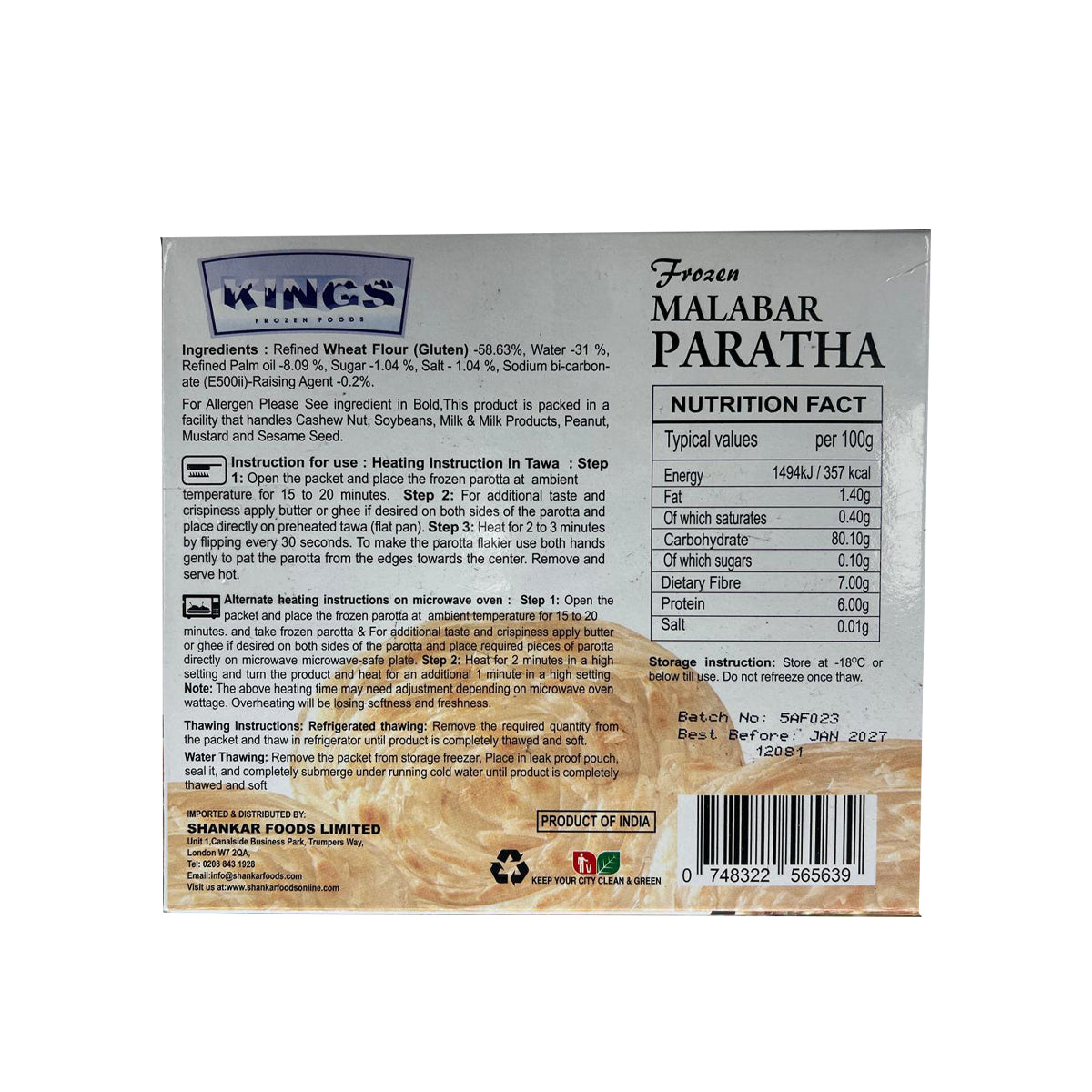Buy Kings Malabar Paratha 350g at Desicart.co.uk - Online Indian Grocery Store UK
